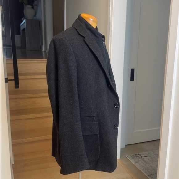 BUGATTI Dark Charcoal Wool Blend Blazer 42R Zip Insert Modern Tailored - Picture 5 of 13